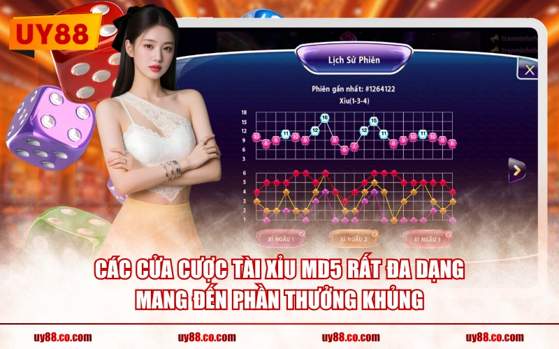 Các cửa cược Tài Xỉu MD5 rất đa dạng mang đến phần thưởng khủng