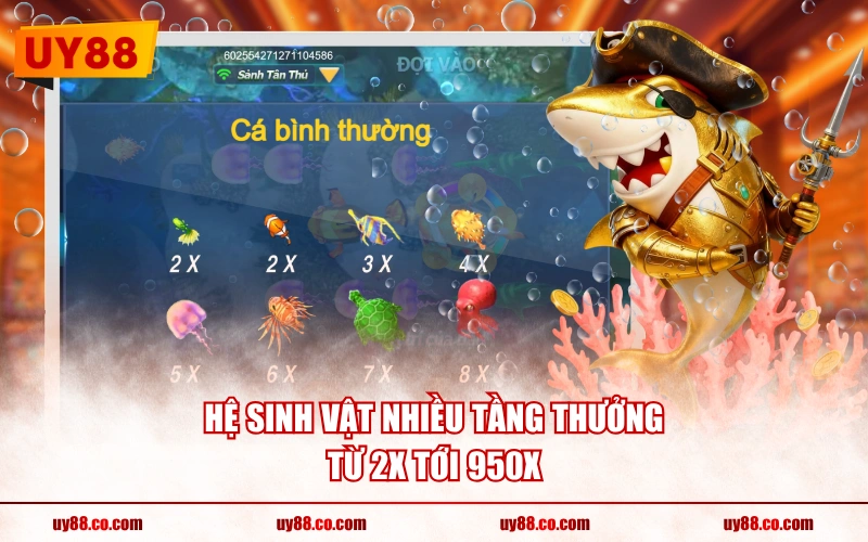 Hệ sinh vật nhiều tầng thưởng từ 2X tới 950X